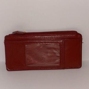 Y2K Red Zip Card Holder Wallet ID Window Credit Card Organizer Coin Pouch